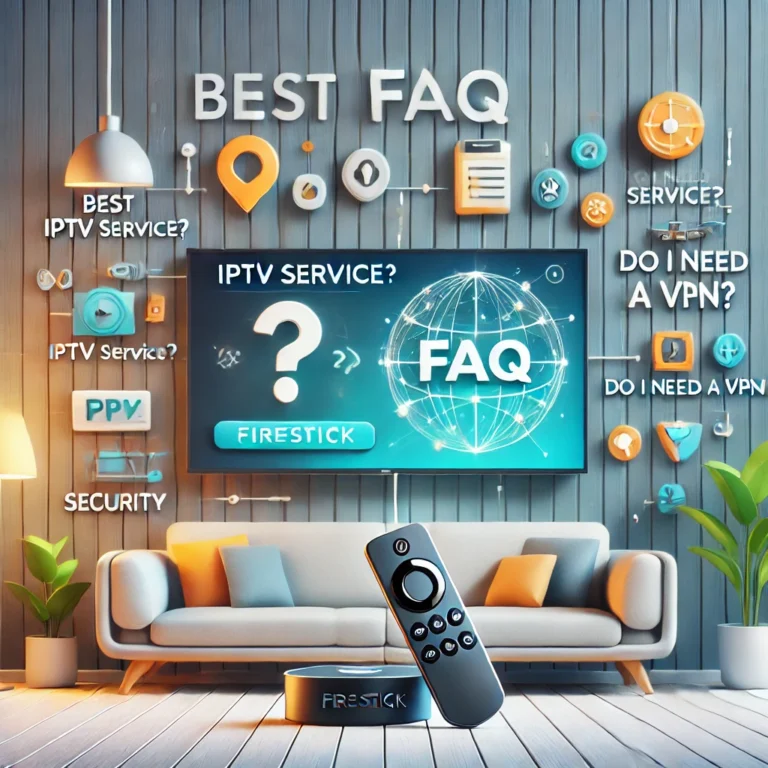 illustration designed to accompany the "FAQs About IPTV Services for Firestick" section.